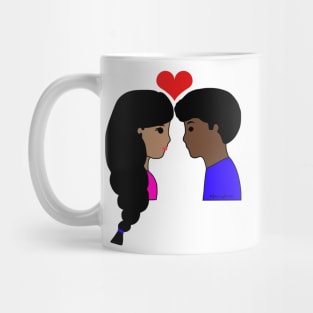 Kawaii Interracial Couple Love Cartoon Dark Black/Brown Mug